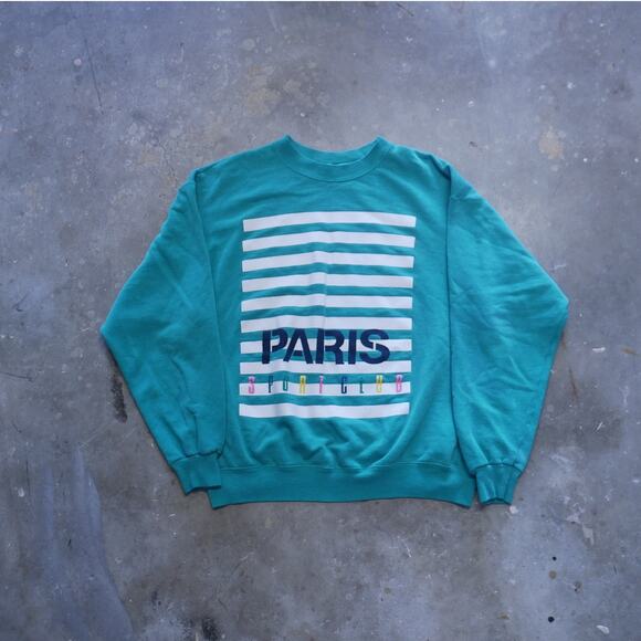 Hanes Tops - Vintage 90s Hanes Paris Sport Club Teal Crewneck Made In USA Womens Size XL